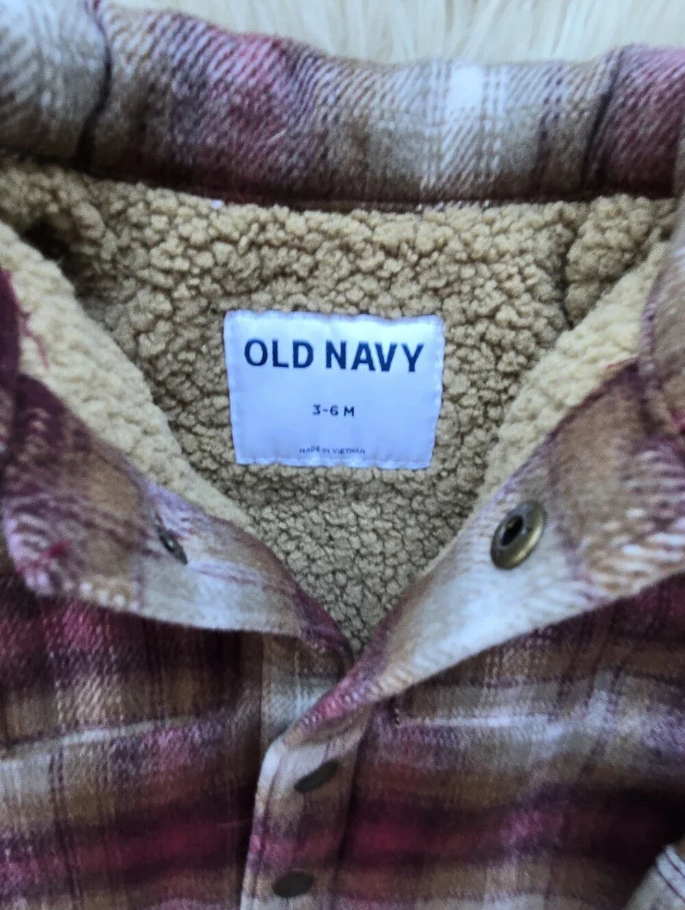 Old Navy Fleece-lined Plaid Button-Up Jacket 3-6 Months